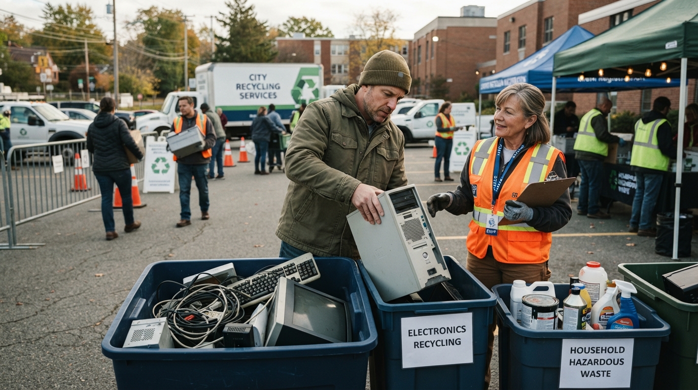Editorial illustration for A Resident's Guide to Special Recycling Events for Electronics and Hazardous Waste