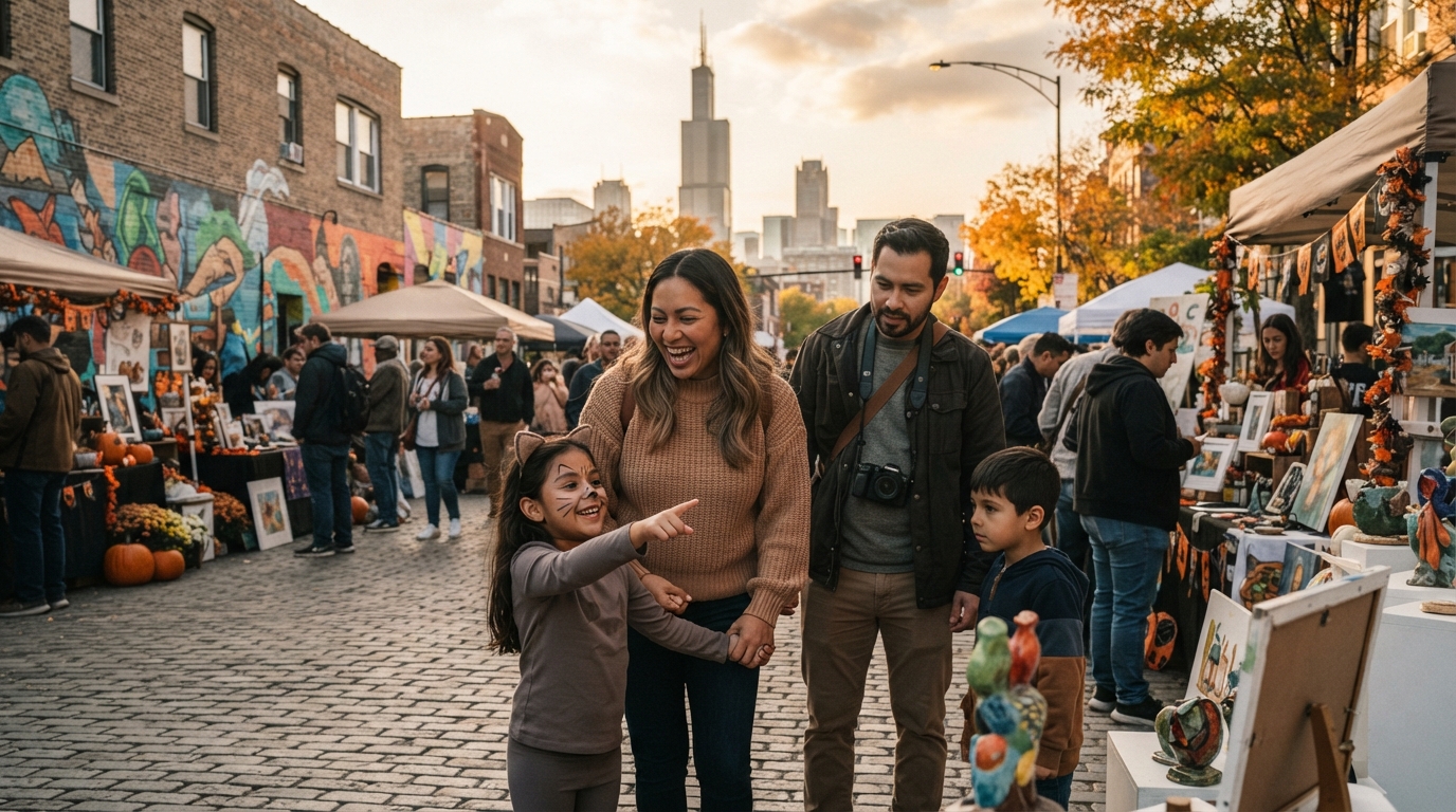 Editorial illustration for Free Art, Halloween Spectacle or Family Fall Fun? Your Chicago Weekend, October 24-25, 2026