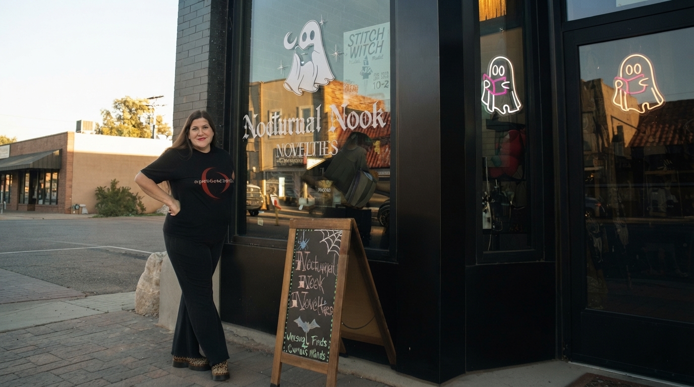 Editorial illustration for Utah's First Horror Bookstore, Nocturnal Nook Novelties, Opens in Lehi